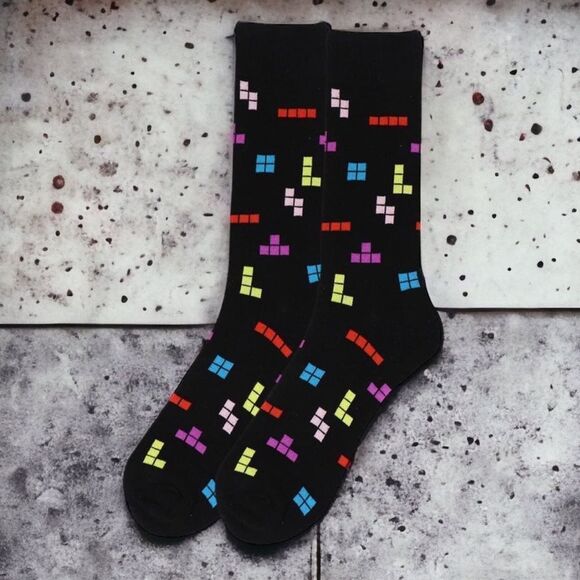 Parquet Tetris Nintendo Mens Novelty Fashion Socks - Picture 3 of 3